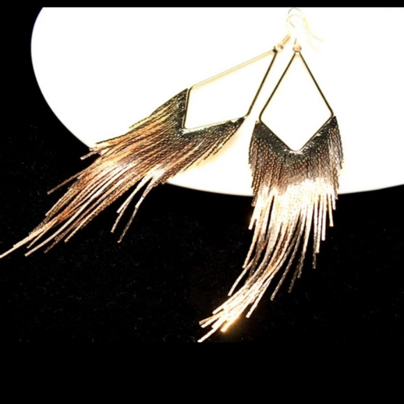 🎀 Rhodium & Gold Plated Long Tassel Earings - Picture 8 of 8